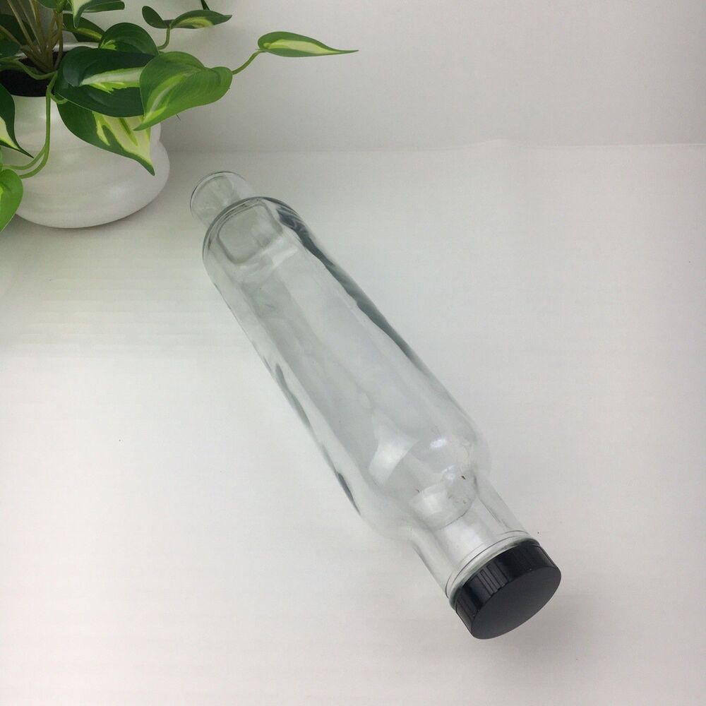 Vintage Glass Rolling Pin Clear Screw Top Cap Pie Crust Baking Dough